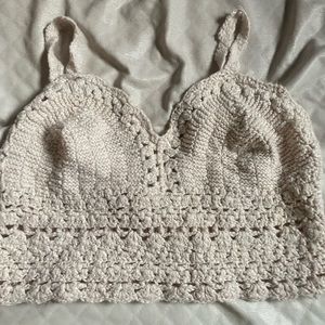 Cream Crochet Crop Top